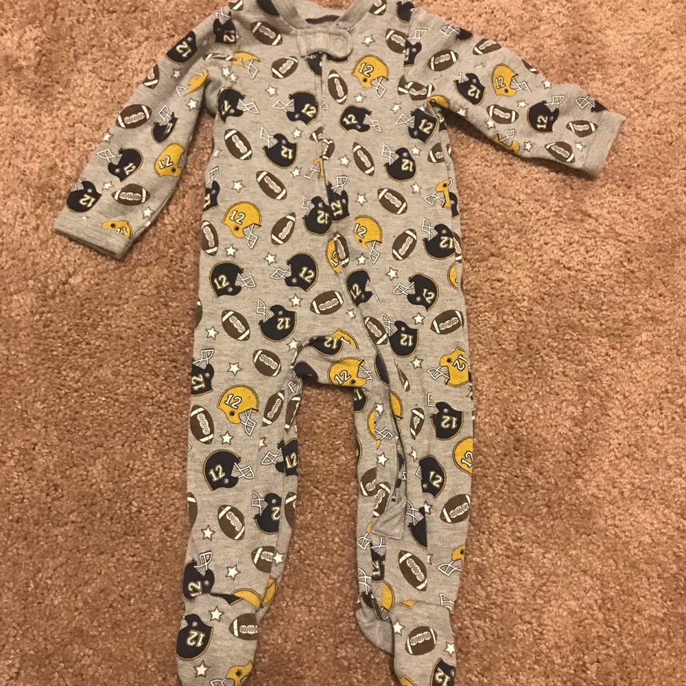 Falls creek football feet pajama. 3-6month
